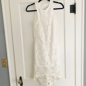 High low hem white lace overlay dress